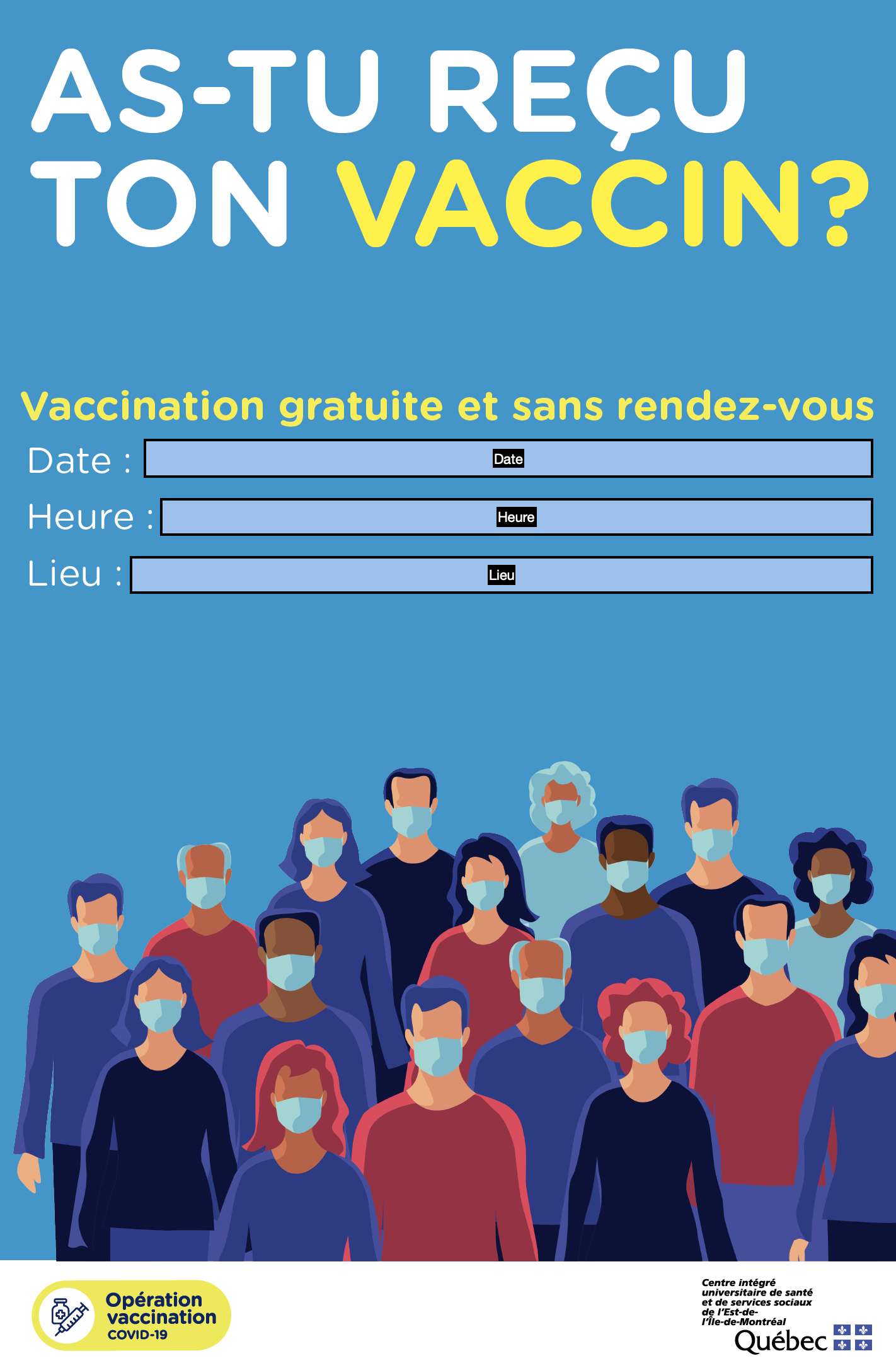 Affiche modifiable pour la vaccination dans les cégeps