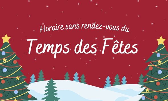 image qui annonce l'horaire du temps des Fêtes de Aire ouverte