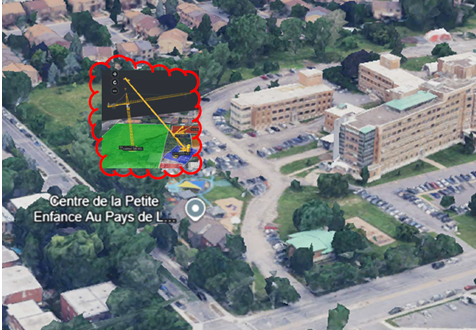 Emplacement de la tour grue pour la construction du stationnement étagé